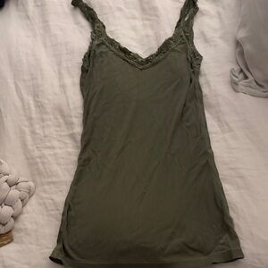 American eagle olive green lace trim cami